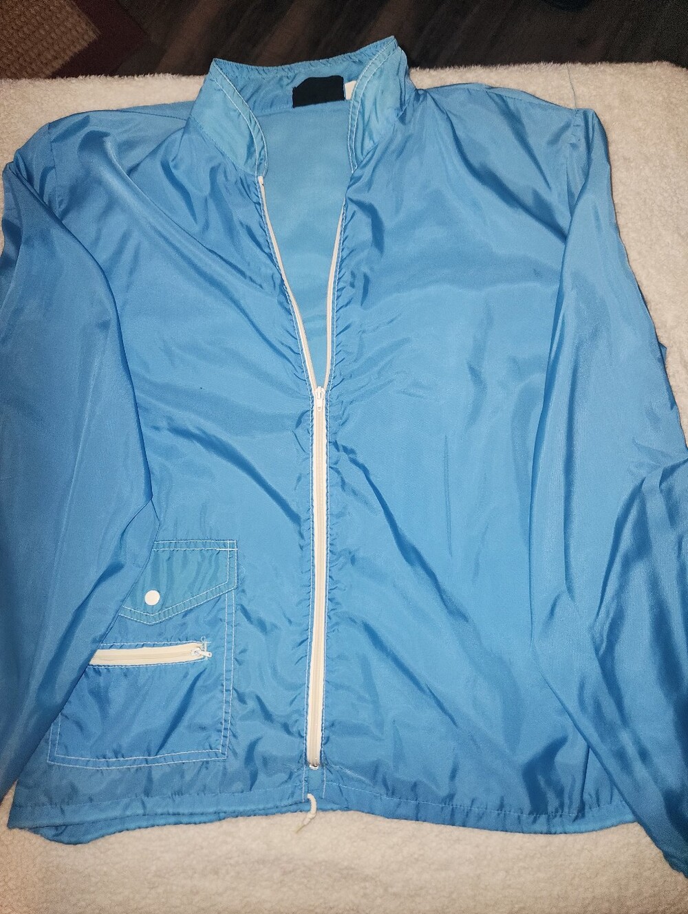Vintage Wester Feild  Light Blue Men's Windbreaker Jacket with Stand Collar Size